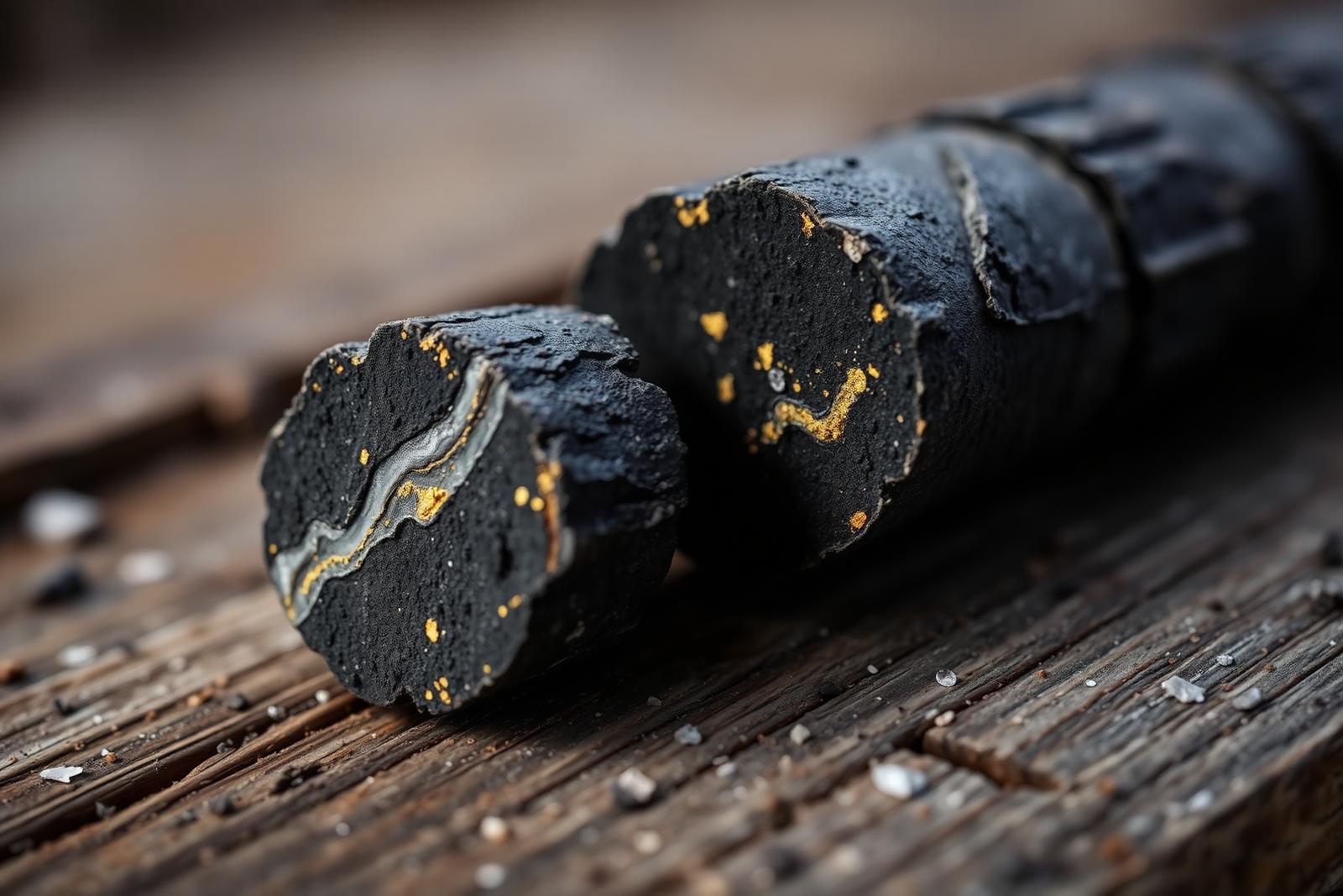 Gold-bearing drill core sample with quartz veining